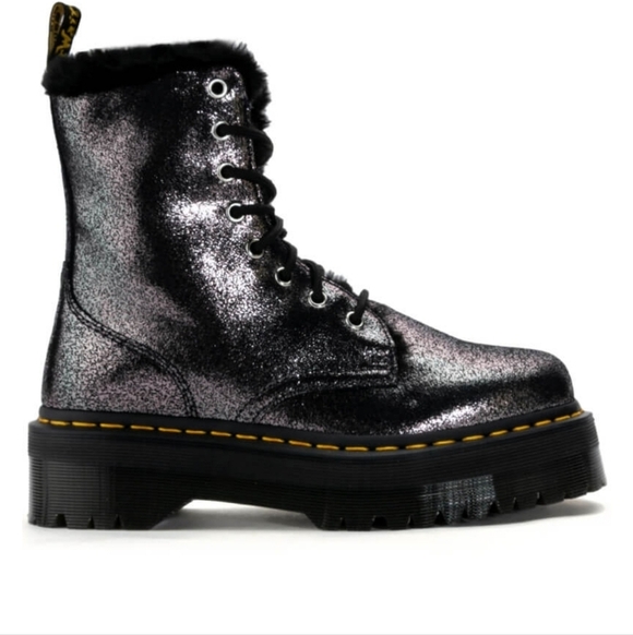 Dr Martens Jadon Boot Platform Faux Fur Lined Size 8 Gothic Grunge Metallic - Picture 3 of 10